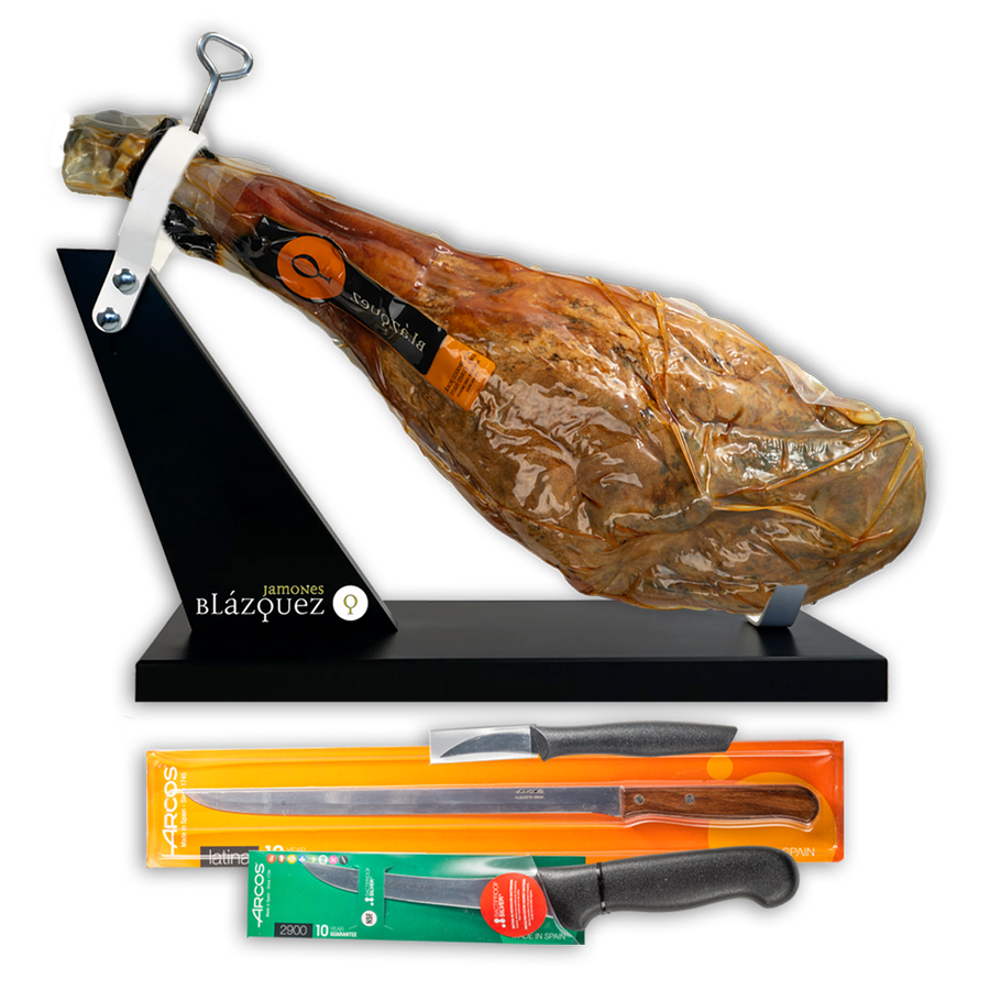 Blazquez 50% Iberico Grass-Fed Ham Bone-In(Includes Ham Holder And Knives)