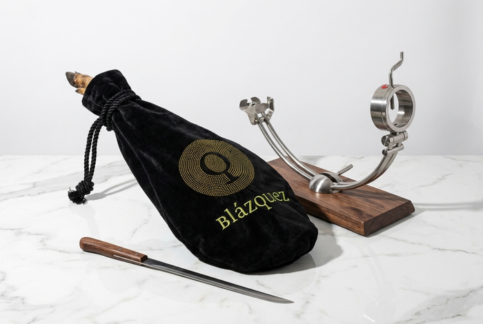 Blázquez 100% Ibérico Acorn-Fed Ham Kit with Ham Holder and Carving Knife